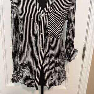 Zara Black and White Striped Shirt